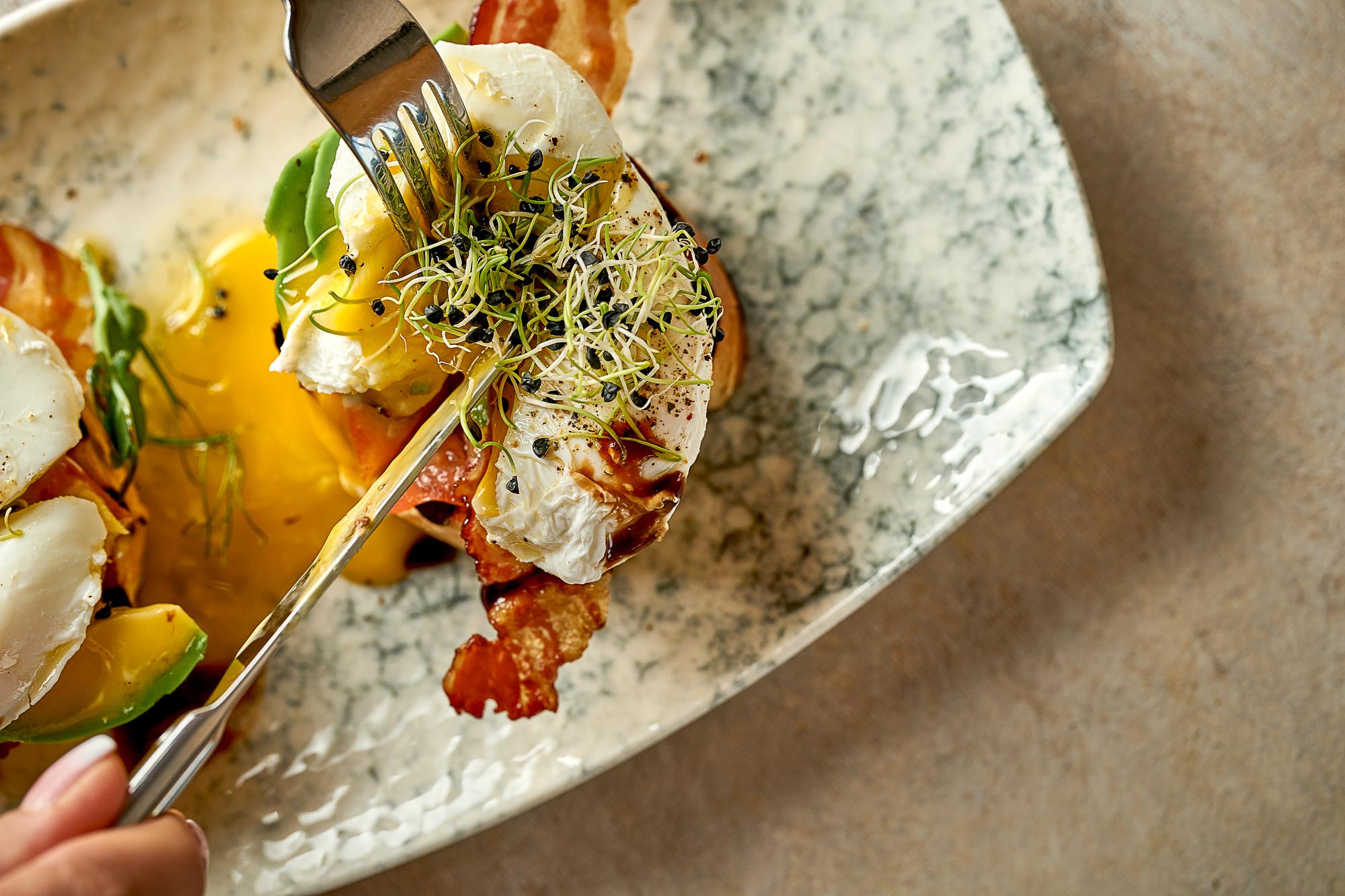 Plated main course with garnish